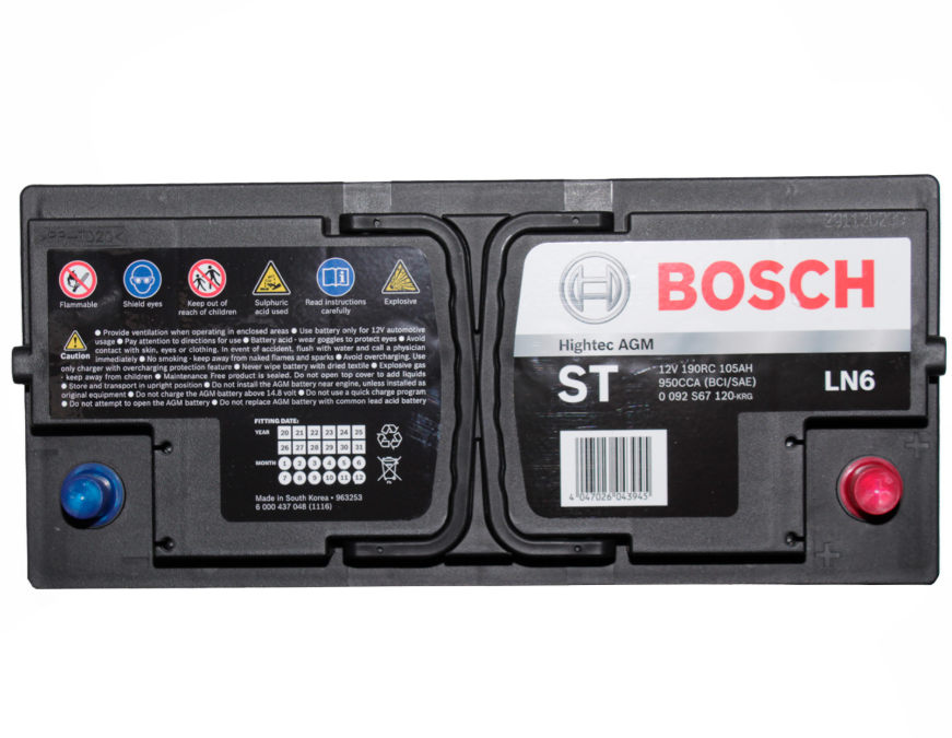 Batería Bosch AGM Start-Stop 105AH 950CCA RH